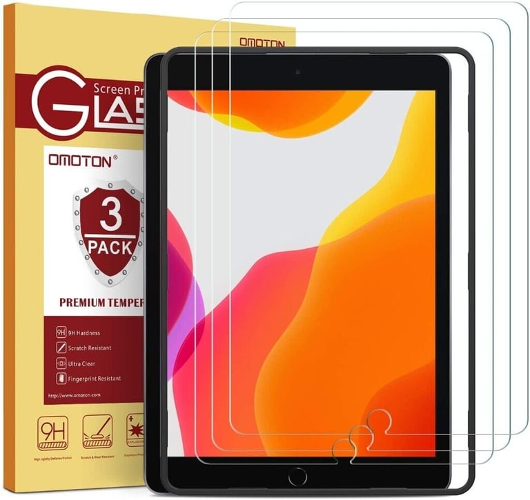 OMOTON Paquete de 3 Protectores de Pantalla iPad 10.2 (iPad 8/iPad 7)/ iPad Air 3/ iPad Pro 10.5, Vidrio Templado